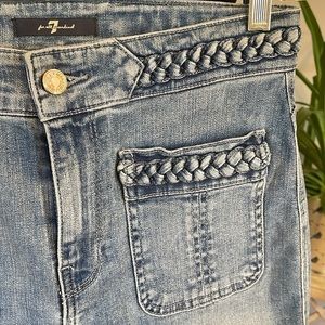 7 for all mankind Sz 28 high waist braided light wash denim jeans skinny unique
